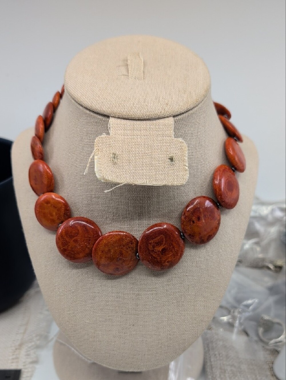 Vintage Sponge Coral 925 Sterling Silver Graduated Disc Adjustable Necklace - Picture 3 of 16